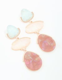 Rose Gold Multicoloured Stone Drop Earrings - link has visual effect only