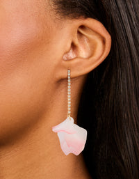 Rose Gold Pink Blooming Flower Drop Earrings - link has visual effect only