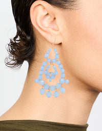 Rose Gold Blue Beaded Drop Earrings - link has visual effect only