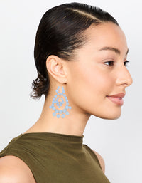 Rose Gold Blue Beaded Drop Earrings - link has visual effect only
