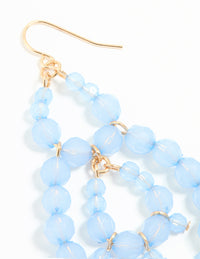 Rose Gold Blue Beaded Drop Earrings - link has visual effect only