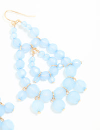 Rose Gold Blue Beaded Drop Earrings - link has visual effect only