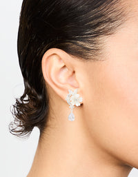 Silver Plated Cubic Zirconia Flower Drop Earrings - link has visual effect only