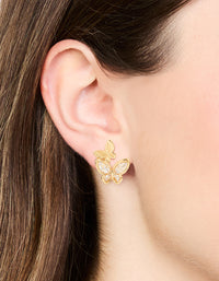 Gold Plated Cubic Zirconia Butterfly Stud Earrings - link has visual effect only