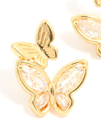 Gold Plated Cubic Zirconia Butterfly Stud Earrings - link has visual effect only