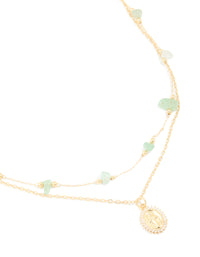 Gold Plated Cubic Zirconia Semi Precious Layered Necklace - link has visual effect only