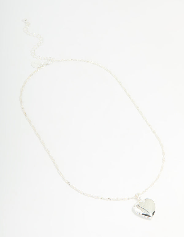 Silver Plated Letter L Heart Locket Necklace
