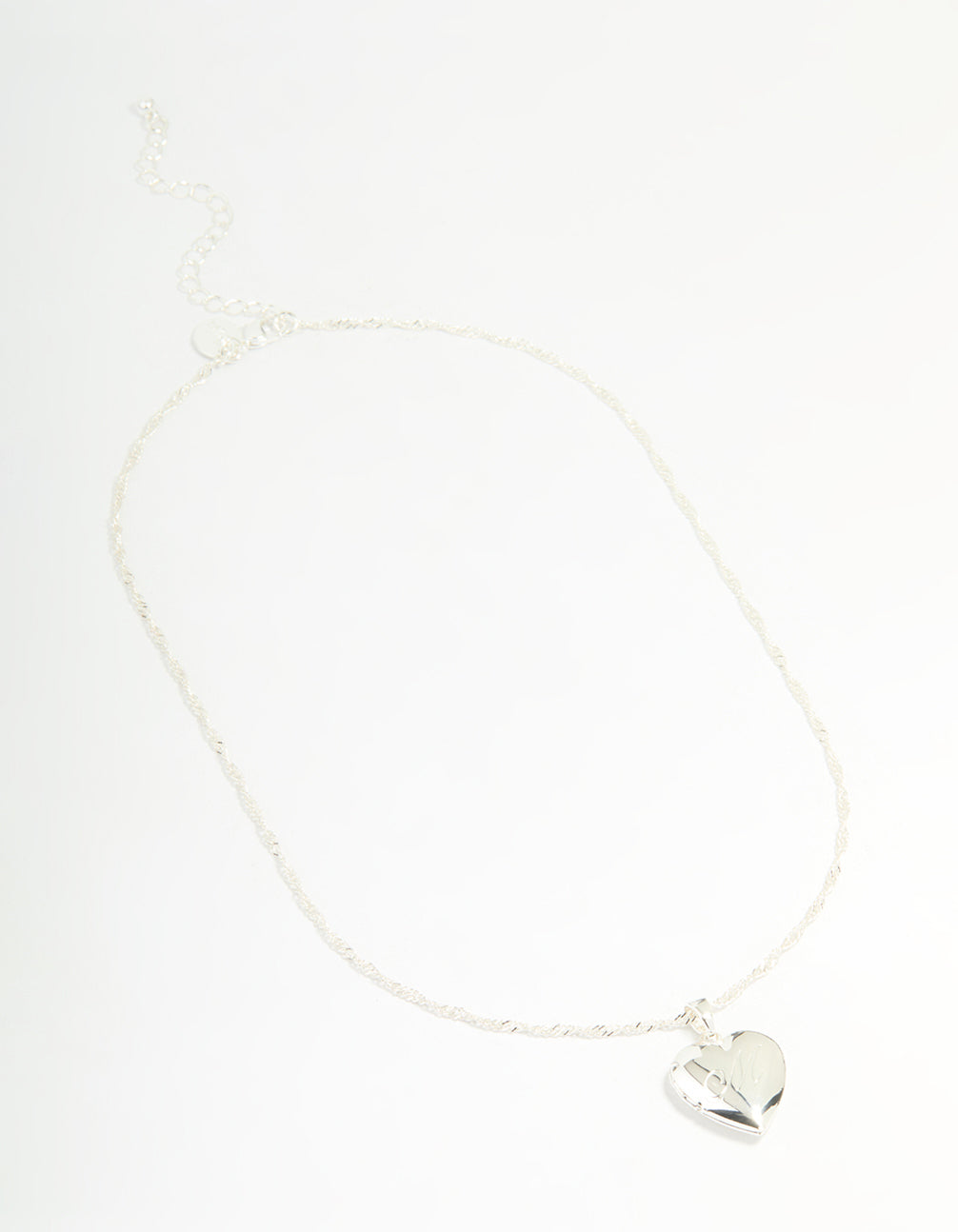 Silver Plated Letter M Heart Locket Necklace