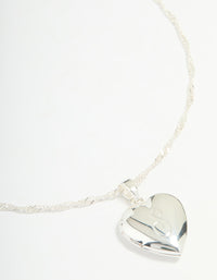 Silver Plated Letter S Heart Locket Necklace - link has visual effect only