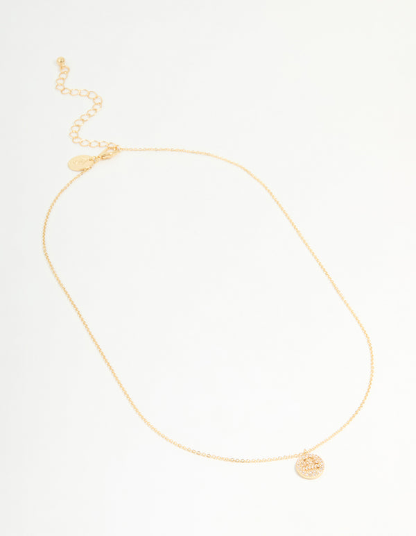 Gold Plated Cubic Zirconia Libra Circle Necklace