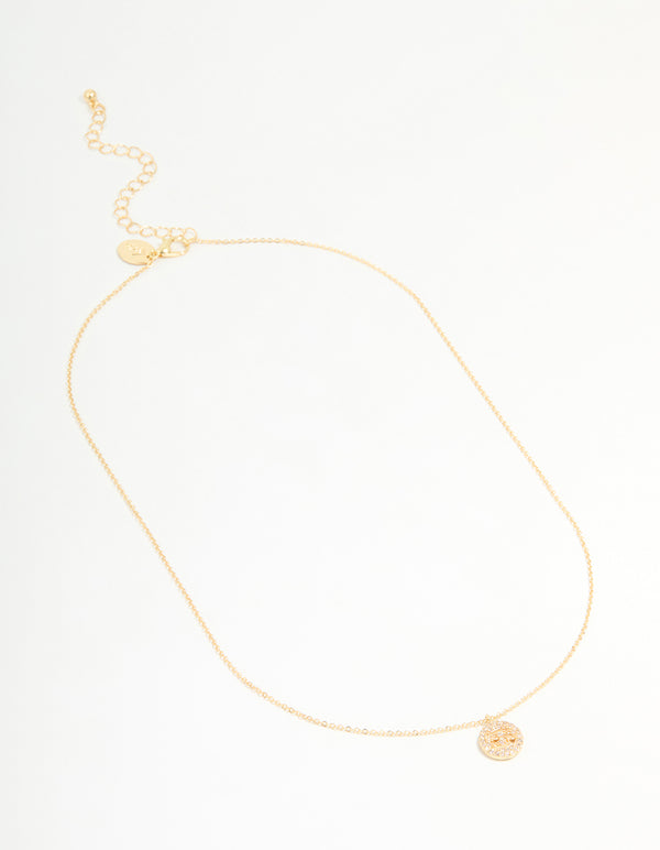 Gold Plated Cubic Zirconia Cancer Circle Necklace