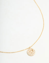 Gold Plated Cubic Zirconia Sagittarius Circle Necklace - link has visual effect only