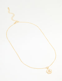 Gold Plated Genuine Shell Letter A Flower Petal Necklace - link has visual effect only