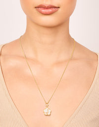 Gold Plated Genuine Shell Letter J Flower Petal Necklace - link has visual effect only