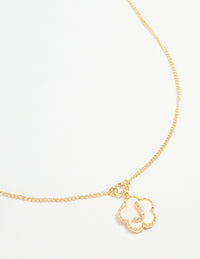 Gold Plated Genuine Shell Letter J Flower Petal Necklace - link has visual effect only