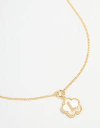 Gold Plated Genuine Shell Letter L Flower Petal Necklace - link has visual effect only