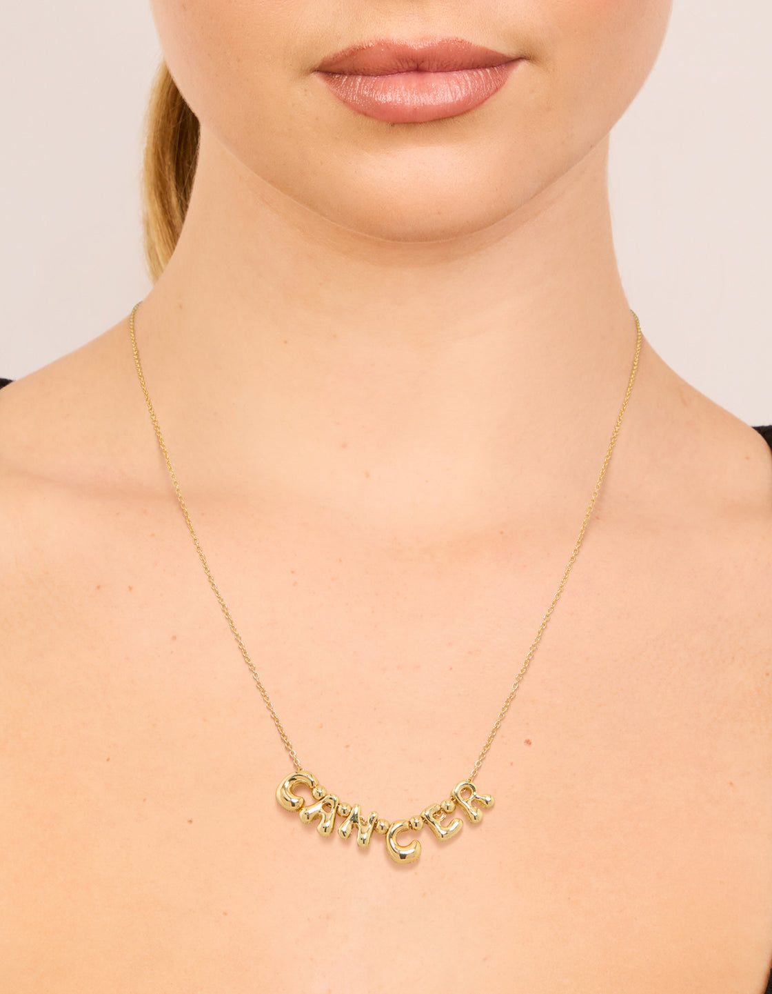 Gold Plated Bubble Cancer Pendant Necklace