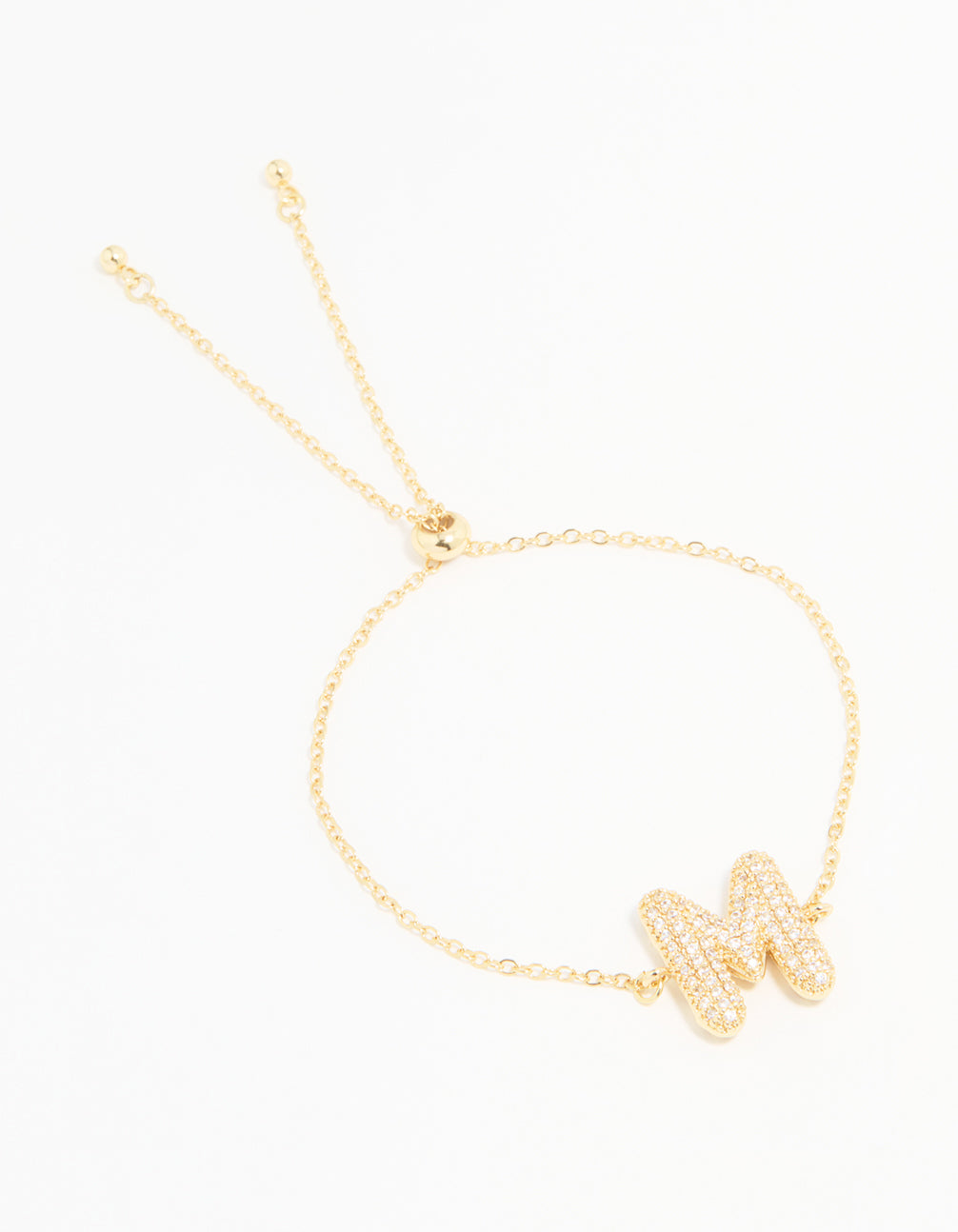 Gold Plated Cubic Zirconia Bubble M Pavé Toggle Bracelet