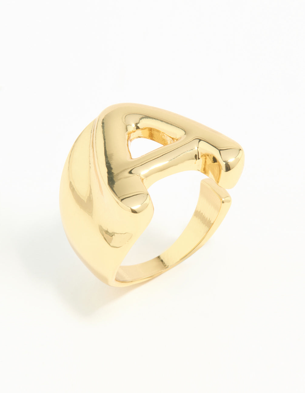Gold Plated Bubble Letter A Ring