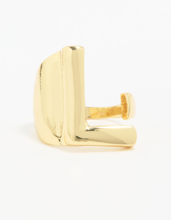 Gold Plated Bubble Letter L Ring