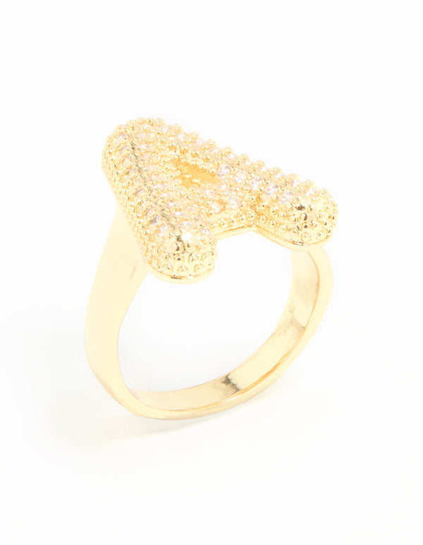 Gold Plated Cubic Zirconia Bubble A Pave Ring