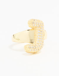 Gold Plated Cubic Zirconia Bubble J Pave Ring - link has visual effect only