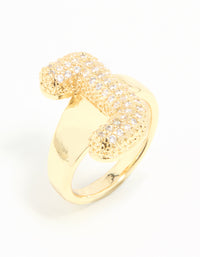 Gold Plated Cubic Zirconia Bubble J Pave Ring - link has visual effect only