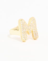 Gold Plated Cubic Zirconia Bubble M Pave Ring - link has visual effect only