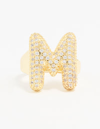 Gold Plated Cubic Zirconia Bubble M Pave Ring - link has visual effect only