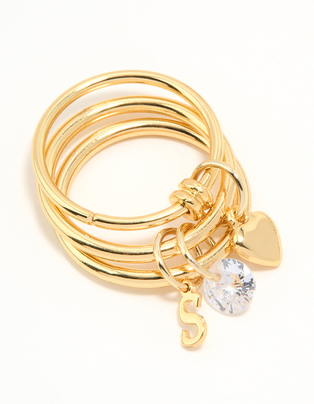 Gold Plated Cubic Zirconia S Rondell Charm Ring