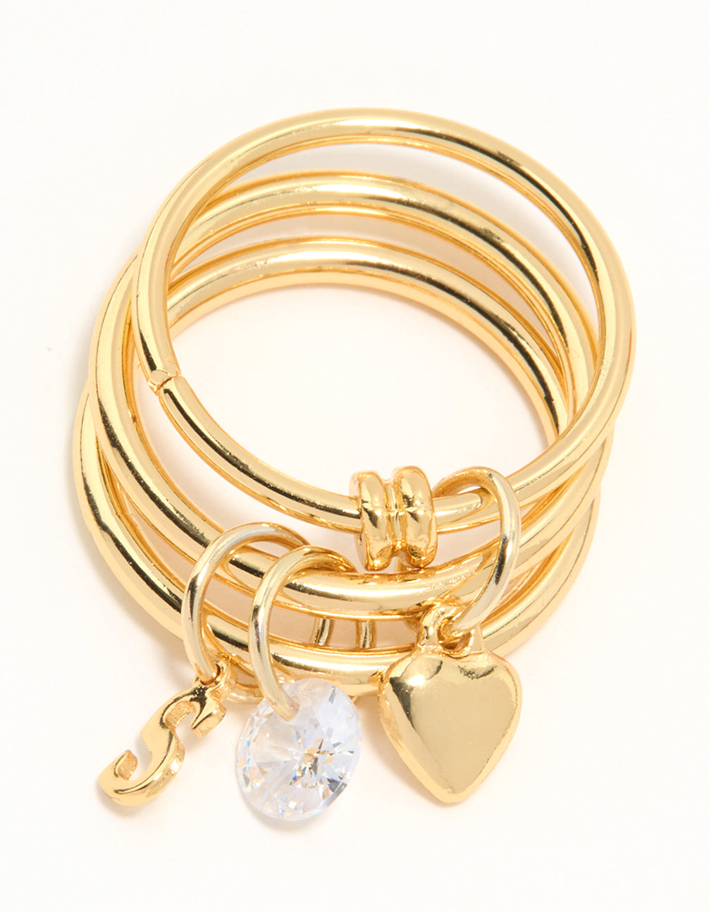 Gold Plated Cubic Zirconia S Rondell Charm Ring