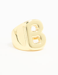 Gold Plated Bubble Letter B Ring - link has visual effect only