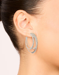 Silver Diamante Trio Hoop Earrings - link has visual effect only