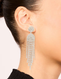 Silver Diamante Circle Cupchain Drop Earrings - link has visual effect only