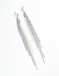 Silver Blue Diamante Twisted Chain Drop Earrings - link has visual effect only