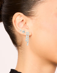 Silver Diamante Stud & Cupchain Earrings 3-Pack - link has visual effect only