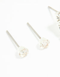 Silver Diamante Stud & Cupchain Earrings 3-Pack - link has visual effect only