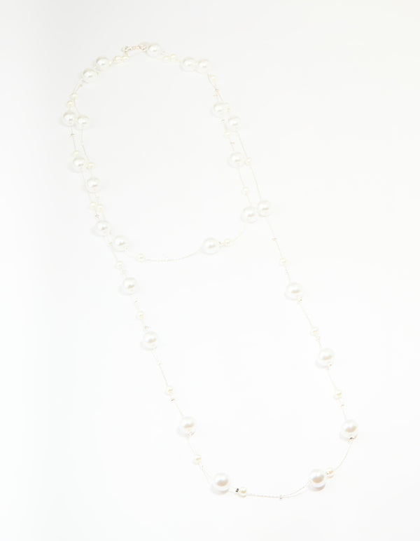 Silver Pearl Layered Necklace