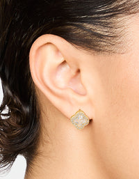 Gold Plated Cubic Zirconia Flower Stud Earrings - link has visual effect only