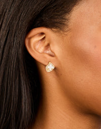 Gold Plated Diamante Mini Flower Huggie Earrings - link has visual effect only