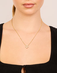 Waterproof Gold Plated Stainless Steel Diamante Flower Outline Necklace - link has visual effect only