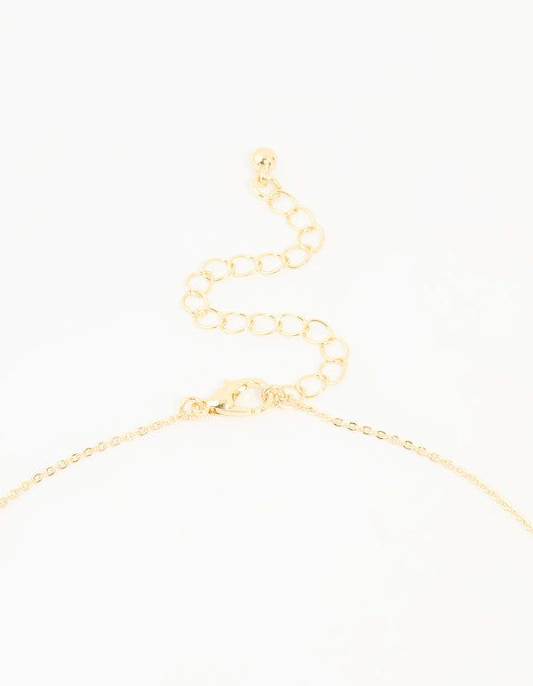 Gold Plated Cubic Zirconia Outline Flower Y-Necklace