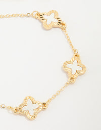 Gold Textured Cream Flower Outline Bracelet - link has visual effect only