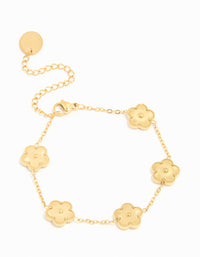 Waterproof Gold Plated Stainless Steel Flower Petals Charm Bracelet - link has visual effect only