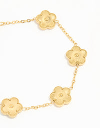 Waterproof Gold Plated Stainless Steel Flower Petals Charm Bracelet - link has visual effect only
