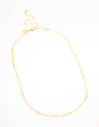 Gold Plated Brass Cubic Zirconia Open Link Chain Necklace - link has visual effect only