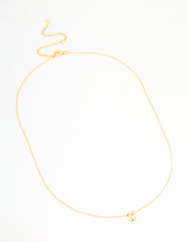 Gold Plated Brass Mini Bubble Letter J Necklace