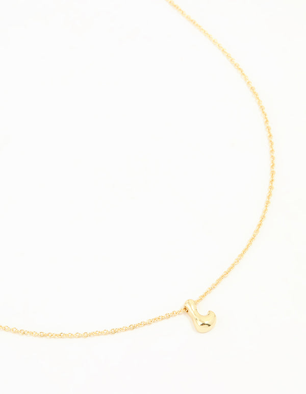 Gold Plated Brass Mini Bubble Letter L Pendant Necklace