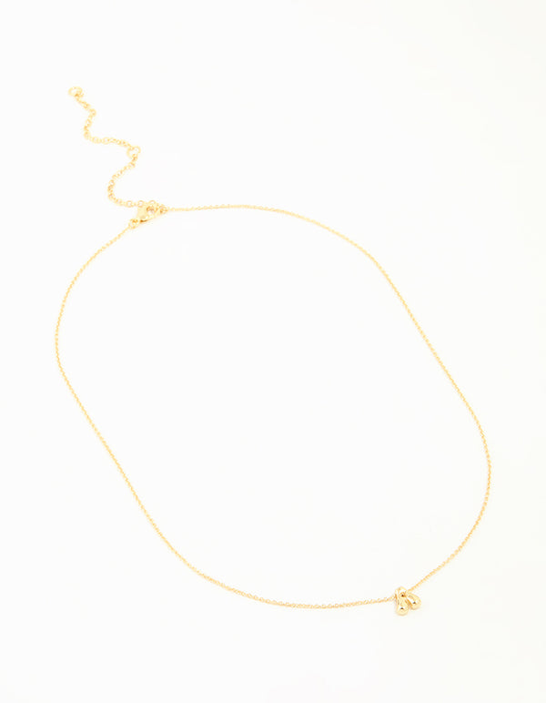 Gold Plated Brass Mini Bubble Letter A Pendant Necklace