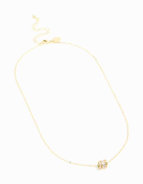 Gold Plated Brass Cubic Zirconia Rondell Necklace